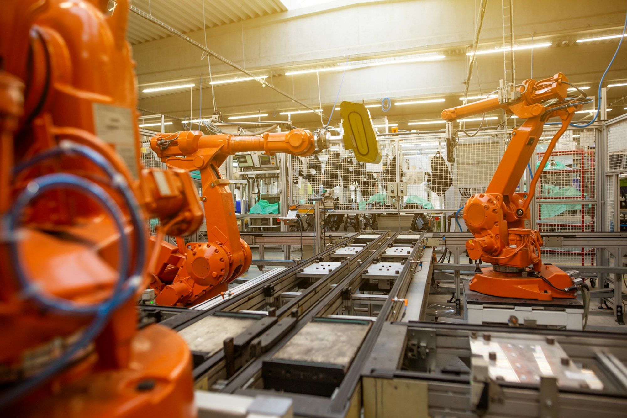 Industrial control panel and machinery on a monitored production line